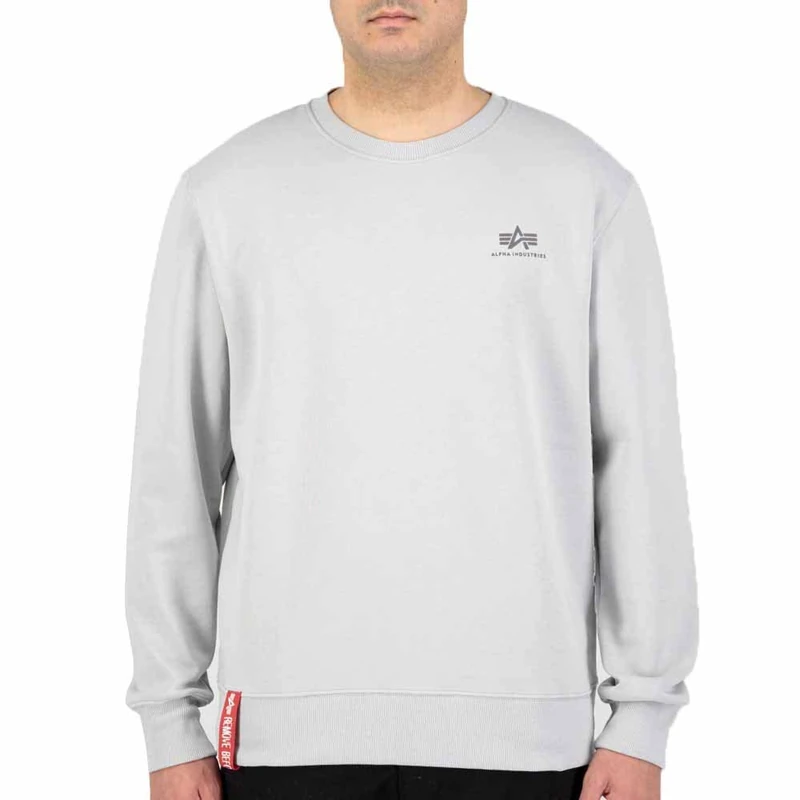 Alpha Industries Men's Basic Sweater Small Logo Sweatshirt, Opaque, Pastel Grey, XS