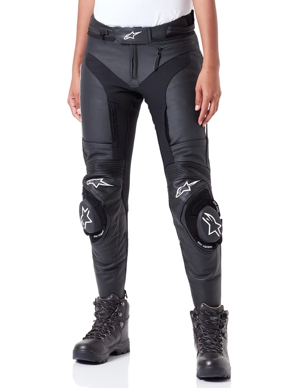 Alpinestars Missile V3 Motorcycle Leather Trousers (Black/White, 44)