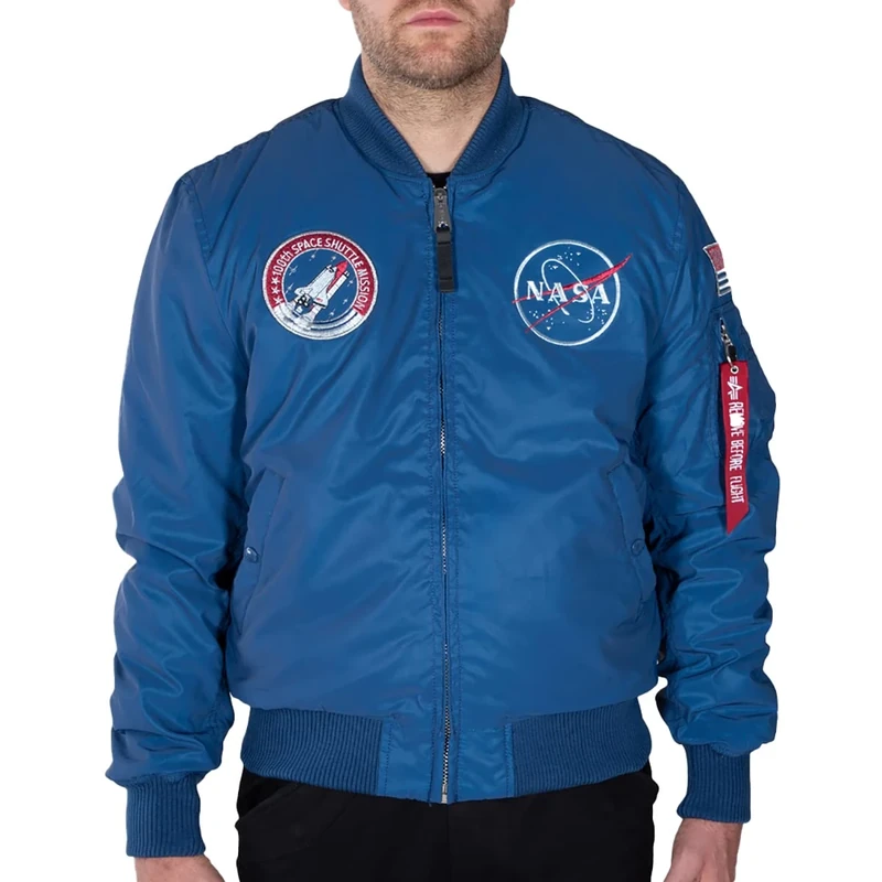 Alpha Industries MA-1 NASA Reflective Bomber Jacket for Men Rep.Blue