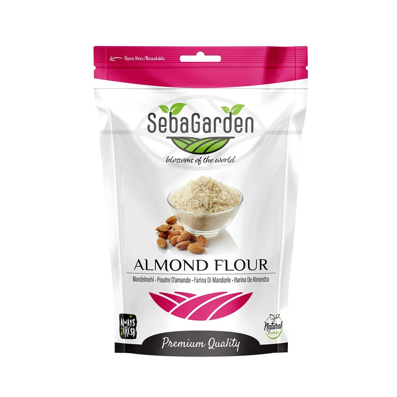 Seba Garden Extra Fine Almond Flour Blanched 500gr Ziplock packing Resealable Ground almond from California Keto Friendly