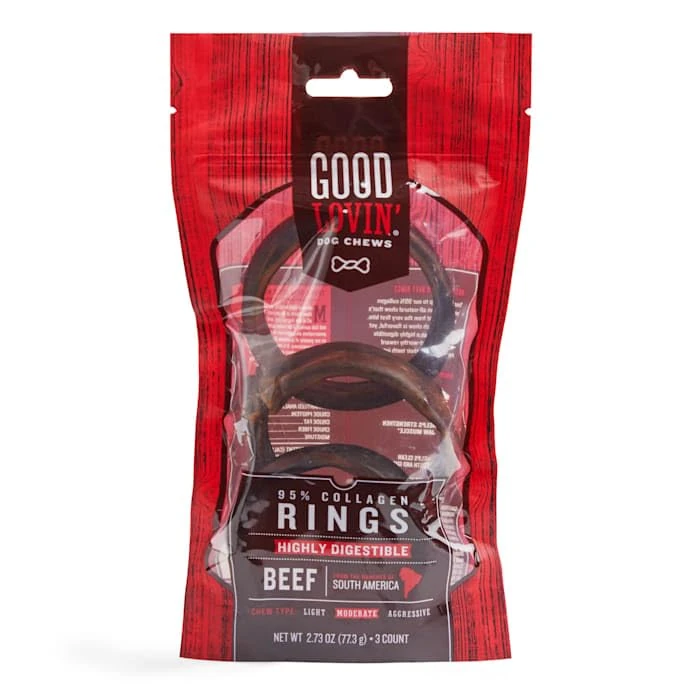 Petco Brand - Good Lovin' 95% Collagen Beef Ring Dog Chews, 2.73 oz., Count of 3
