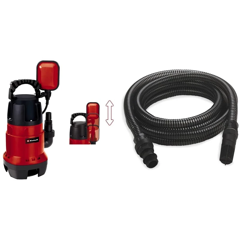 Einhell GC-DP 7835 Clean/Dirty Water Pump | 780W Submersible Pump, 15,700 L/H, Float Switch, 10M Cord & Suction Hose for Water Pumps Diameter Plastic Tube with Male and Female Adaptors