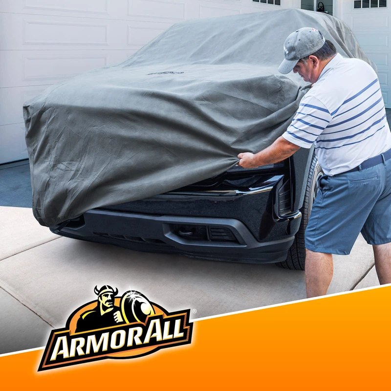 Armor All Heavy Duty Premium All-Weather Truck Cover by Season Guard; Max Protection from Sun Rain Wind & Snow for Trucks from 205" to 232" Total Length; Indoor & Outdoor Use, Grey (1270121SG)