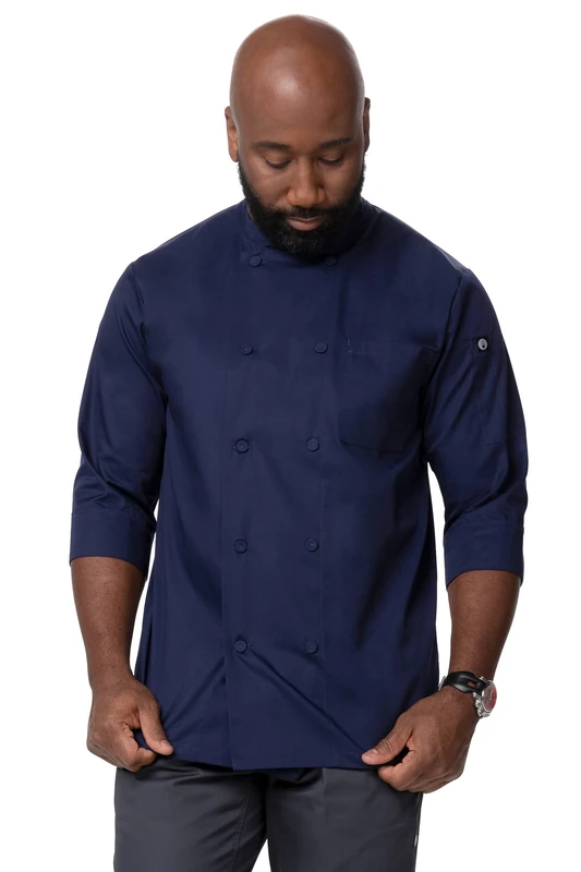 Chef Works Men's Morocco Chef Coat, Navy, L