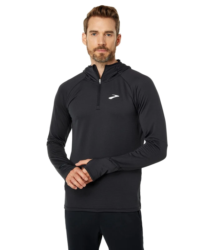 BROOKS 211402001 Notch Thermal Hoodie 2.0 Sweatshirt Men's Black Size 25 - Image 1