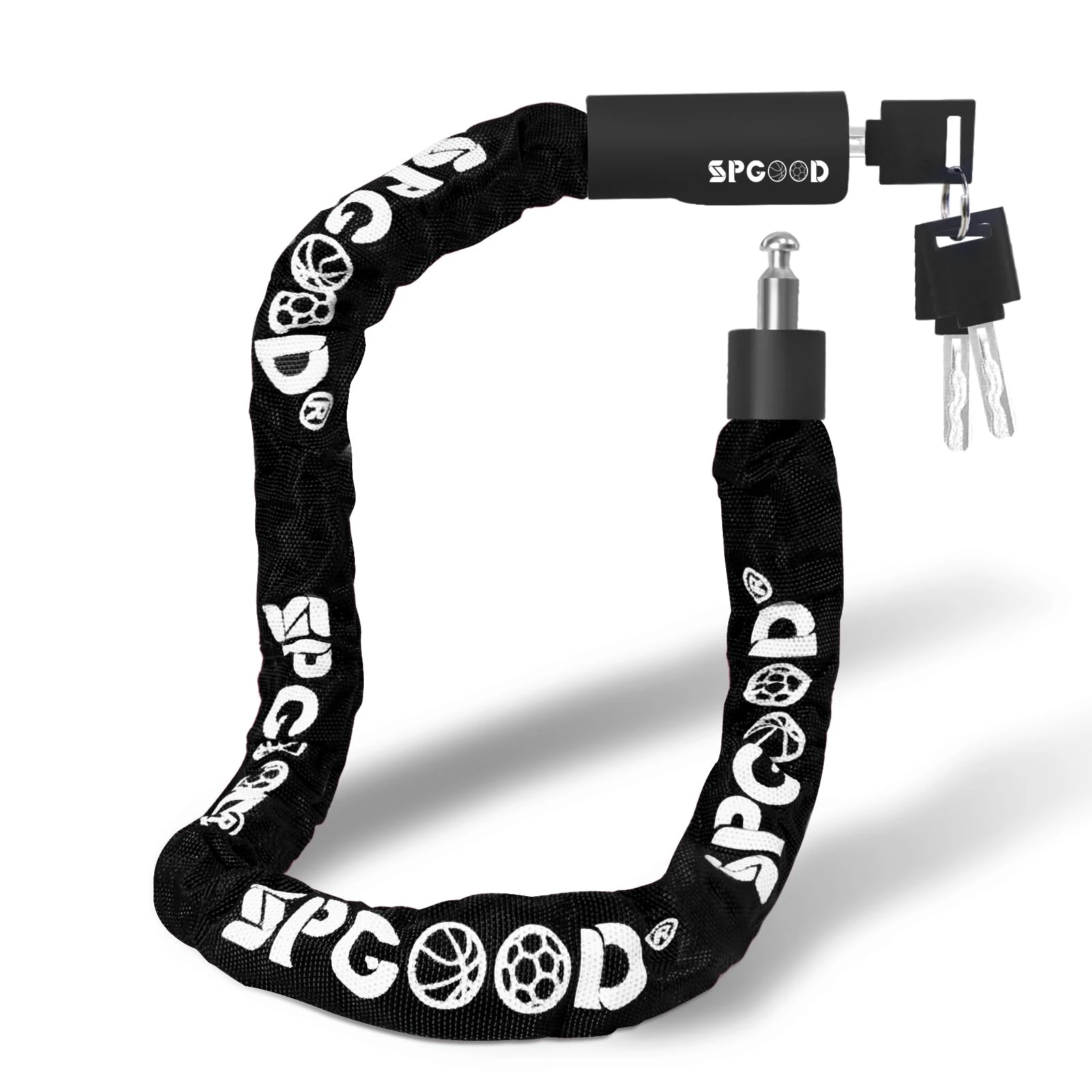SPGOOD Bike Lock with 3 Keys - 90 cm with 6 mm Steel Chain, Anti-Theft High Security Bicycle Chain Lock with Waterproof Cover for Bicycle, E-Bike, MTB, Motorcycle