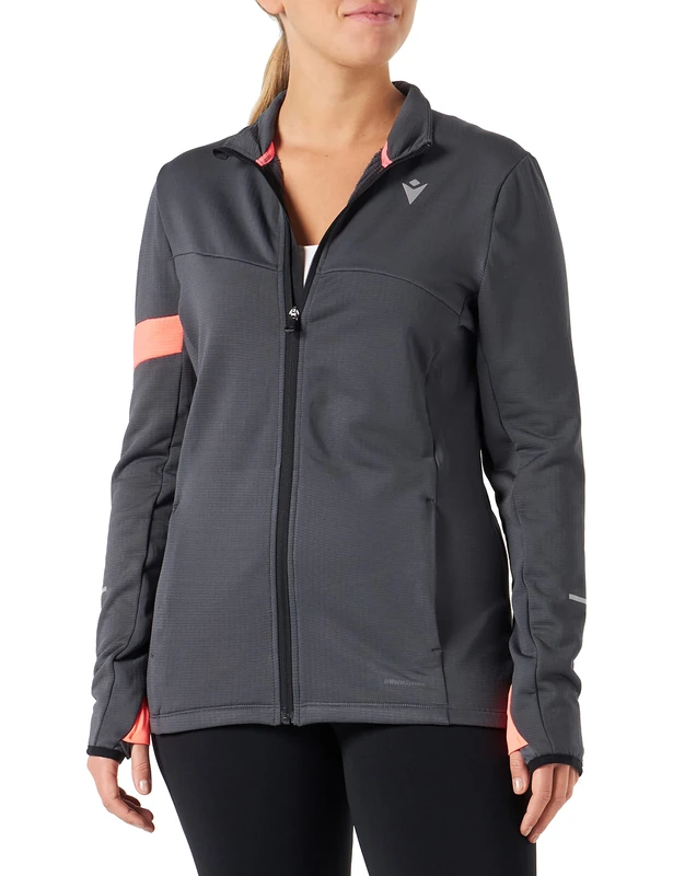 Macron Women's Run Fcc Aura 3D Stretch Full Zip Sweater Woman Mgry/Ncor Sweatshirt, Grey, L