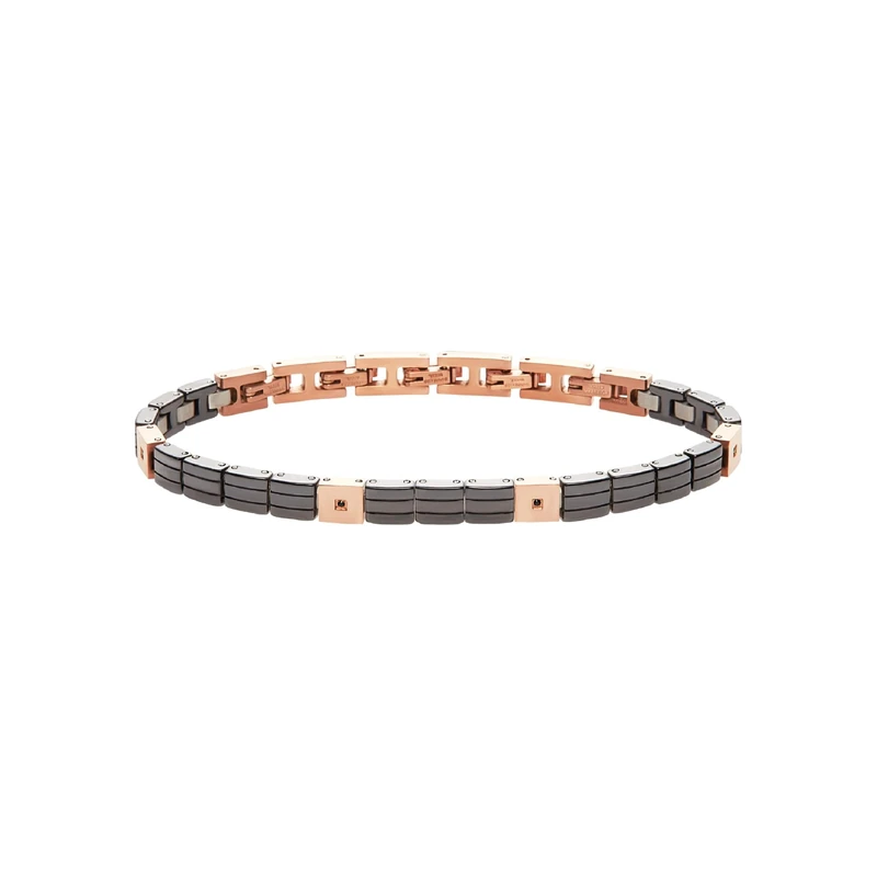 Breil Ceramic Brick TJ3271 Men's Bracelet in Rose Steel and Ceramite with Cubic Zirconia Stones - Length: 17 cm, silver, 17 cm - Image 1