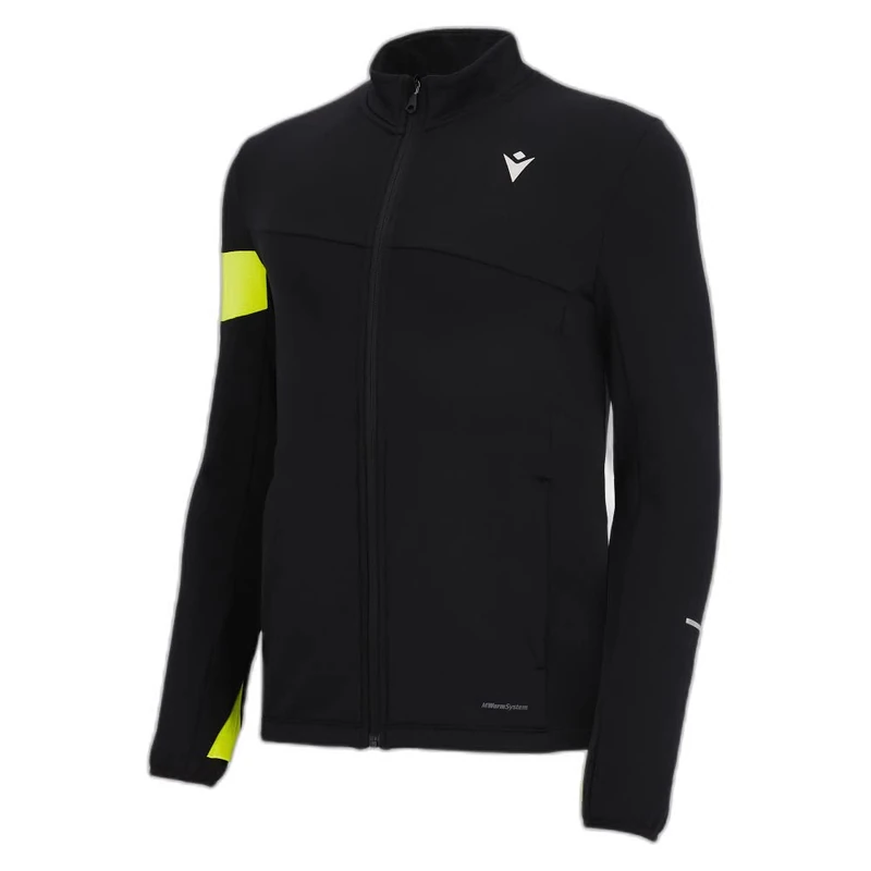 Macron Men's Run Fcc Amos 3D Stretch Full Zip Sweater Man Blk/Nyel Sweatshirt, Black-Yellow, S