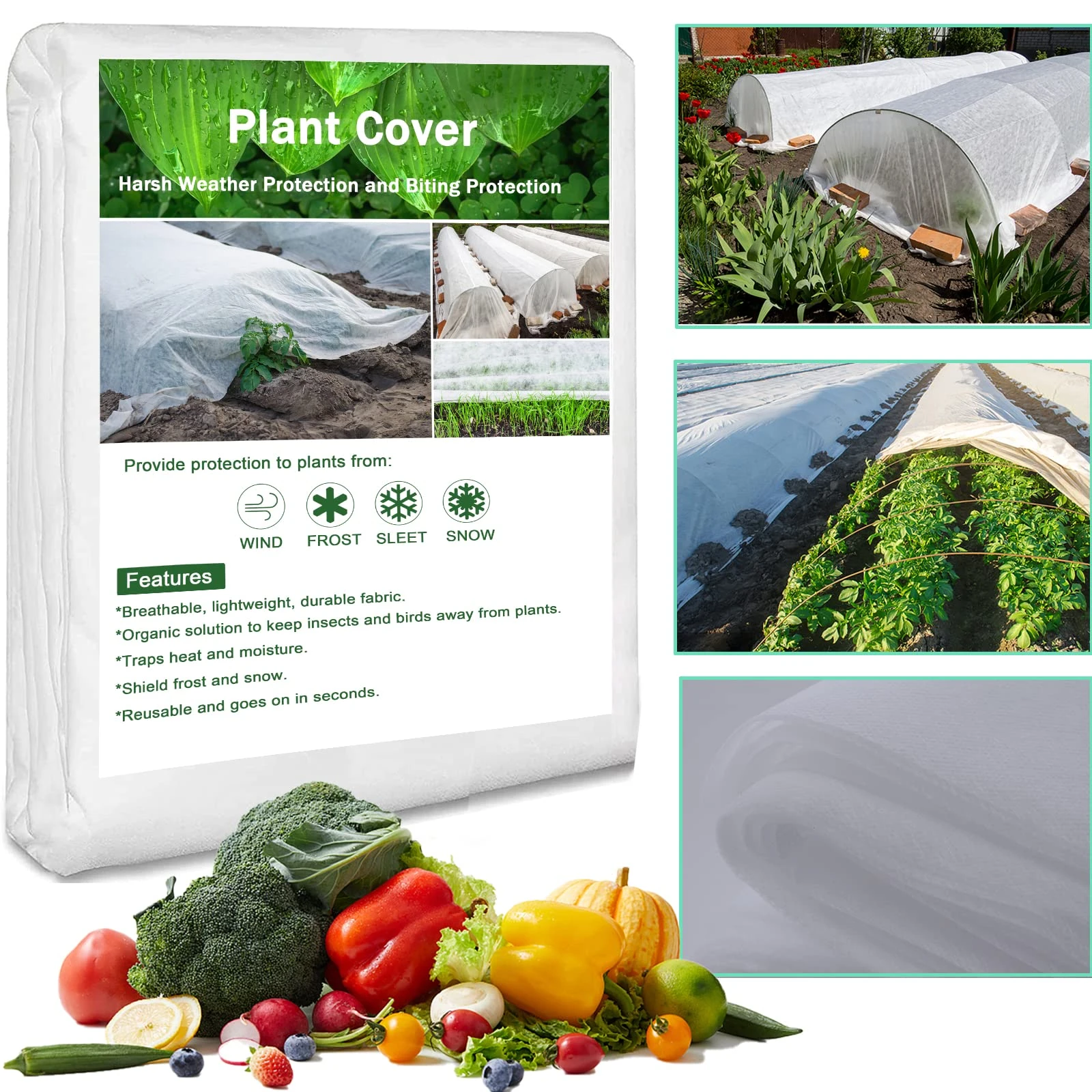 YY-JUNYING Garden Fleece，40gsm Heavy Plant Fleece Frost Protection, Reusable Horticultural Fleece for Frost and Insect,frost protection for plants(2m x 5m,White)