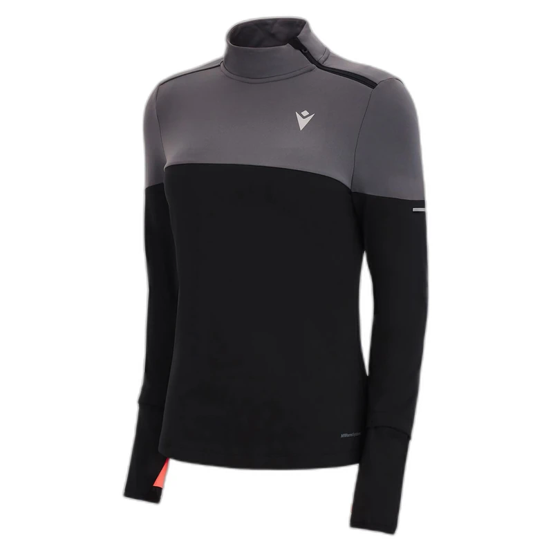 Macron Women's Run Fcc Delia 1/4 Zip Sweater Woman Blk/Mgry Sweatshirt, Black-Grey, M