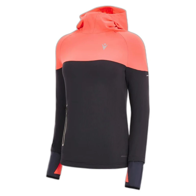 Macron Women's Run Fcc Haze 3D Stretch Water Resist HDY Woman Mgry/Ncor Rain Sweatshirt, Grey, S