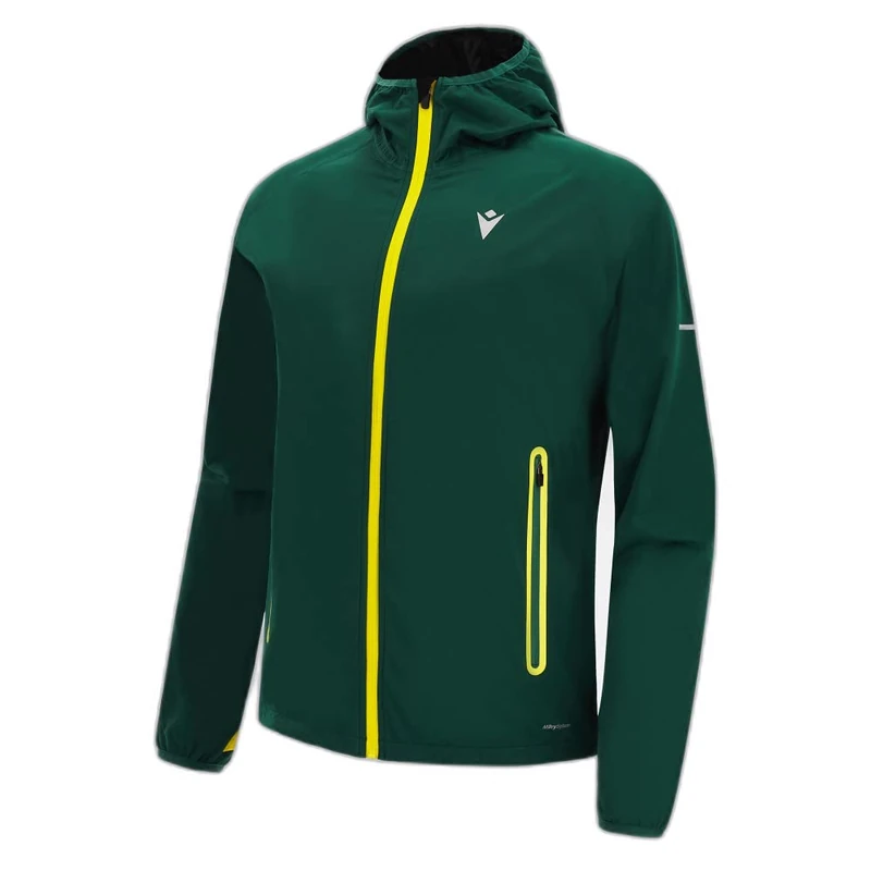 Macron Men's Run Fcc Caleb Rain Jacket Light Man Dgrn/YEL, Green, XX-Large