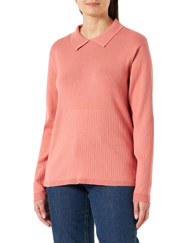 Armor Lux Women's Polo Collar Sweater Pullover, Lantana, Large