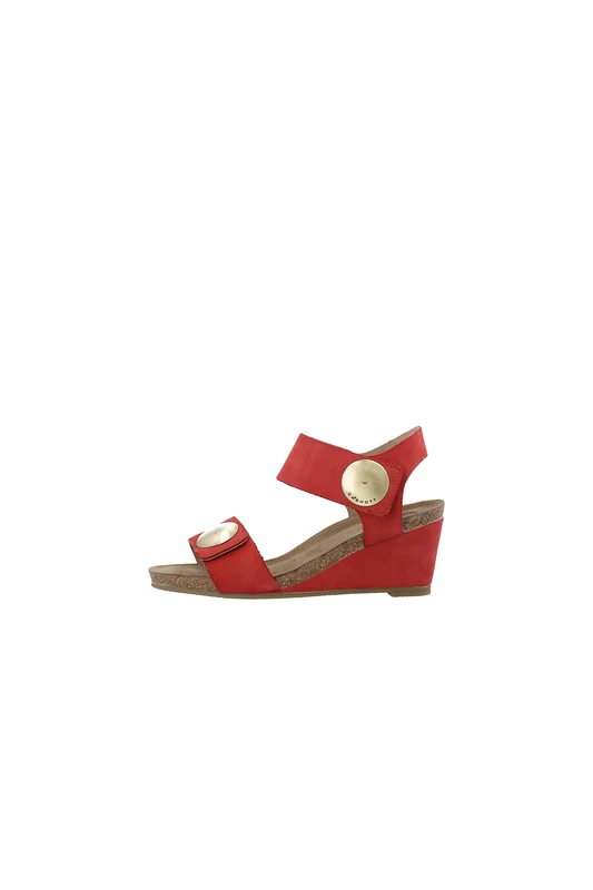 CA'SHOTT A/S Women's Casalberta Velcro Button Nubuck Heeled Sandal, Red, EU 39, red, 7 UK