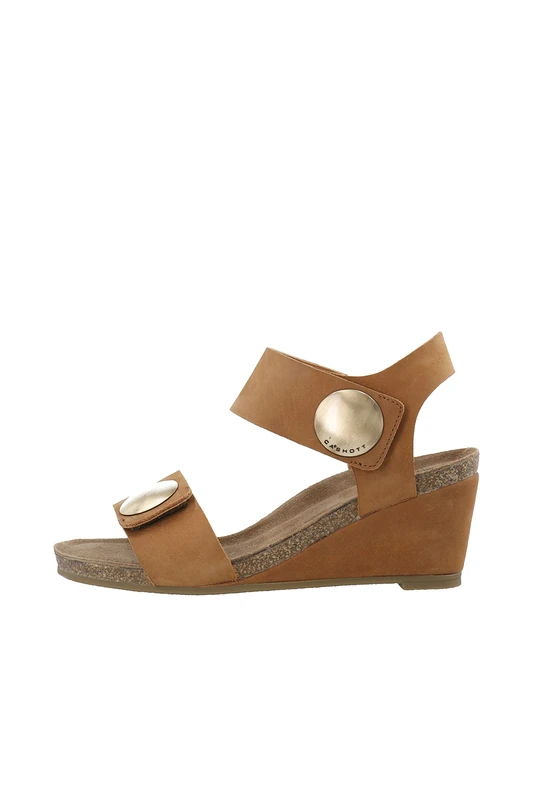 CA'SHOTT A/S Women's Casalberta Velcro Button Sandal Nubuck Heeled, Brandy, 3.5 UK