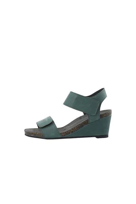 CA'SHOTT A/S Women's Casalberta Velcro Leather Heeled Sandal, Bottle Green, 38 EU, bottle green, 6 UK