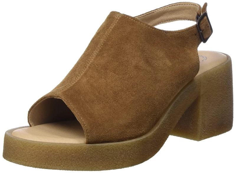 CA'SHOTT A/S Women's Casemily Slingback Suede Heeled Sandal, Toffee, 6 UK