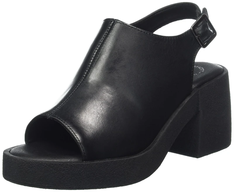 CA'SHOTT A/S Women's Casemily Slingback Vegetable Tanned Leather Heeled Sandal, Black, 7.5 UK