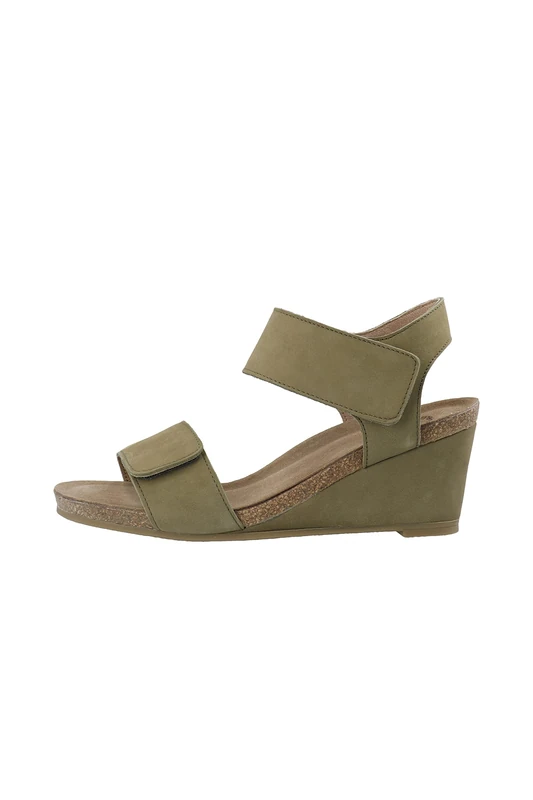 CA'SHOTT A/S Women's Casalberta Velcro Nubuck Heeled Sandal, Olive, 38 EU, olive, 6 UK