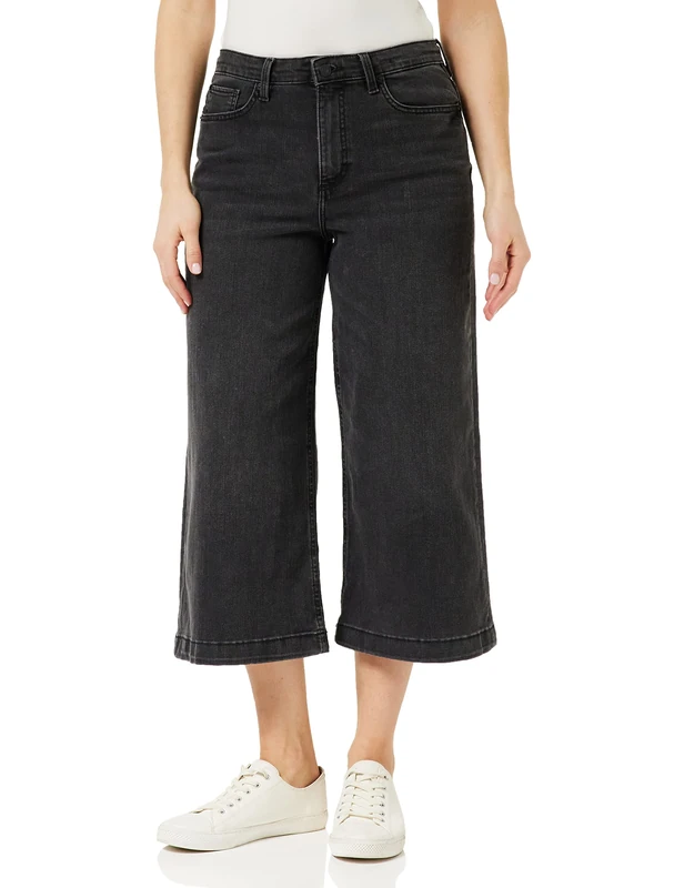 French Connection Women's Conscious Stretch Wide Culotte Jeans, Vintage Black, 12