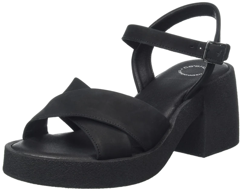 CA'SHOTT A/S Women's Casemily Cross Sandal Nubuck Heeled, Black, 7.5 UK - Image 1