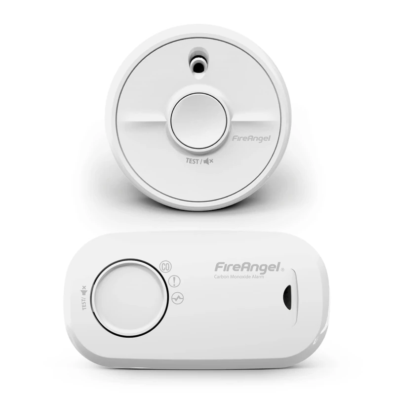 FireAngel Smoke and Carbon Monoxide Alarm 2-Pack - SB1-R Toast Proof Optical Smoke Alarm for Home and FA3313 10-Year Life Carbon Monoxide Detector with Replaceable Batteries - CO and Fire Safety Set