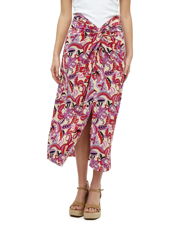 Desires Women's Delilah Midwaist Midcalf Knot Skirt, Printed, Zipper, Knot Effect - Image 1