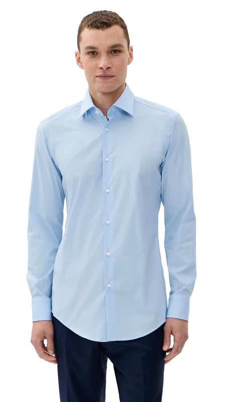 BOSS Hugo Men's Hank Kent Shirt, Blue, Medium