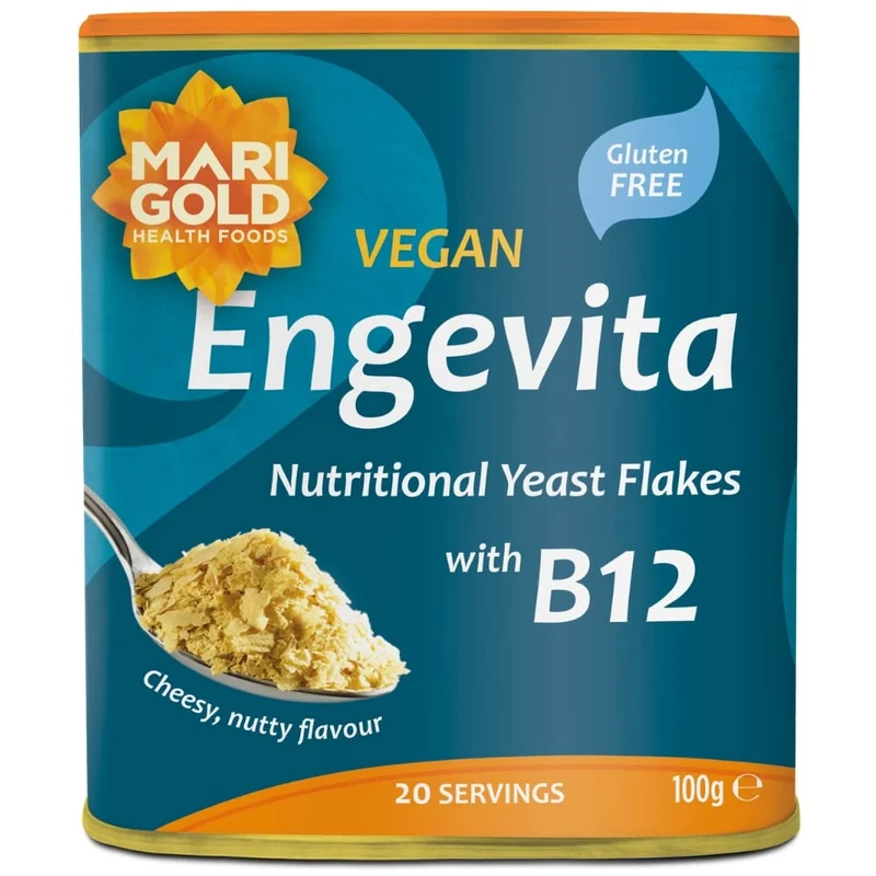 Marigold Engevita Nutritional Yeast Flakes with Vitamin B12, 100g – Vegan, High in B Vitamins, Protein & Fibre
