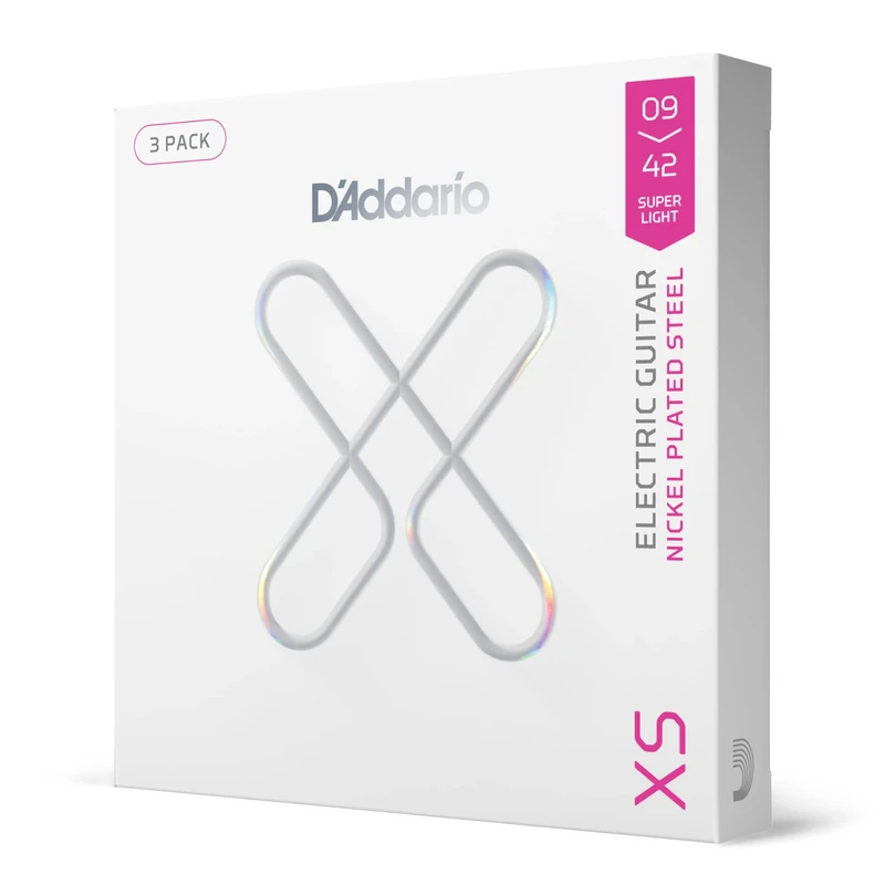 D'Addario Guitar Strings - XS Coated Electric Guitar Strings - Extended Lifespan for 6 String Guitars - XSE0942-3P - Super Light, 9-42 - 3 Pack