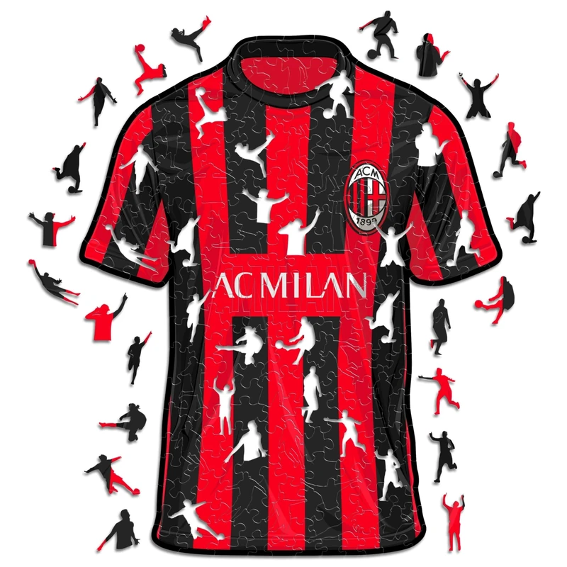 Iconic Puzzles, Milan Jersey, 100% eco-sustainable wooden puzzle with official license,Size L, 500 Pcs