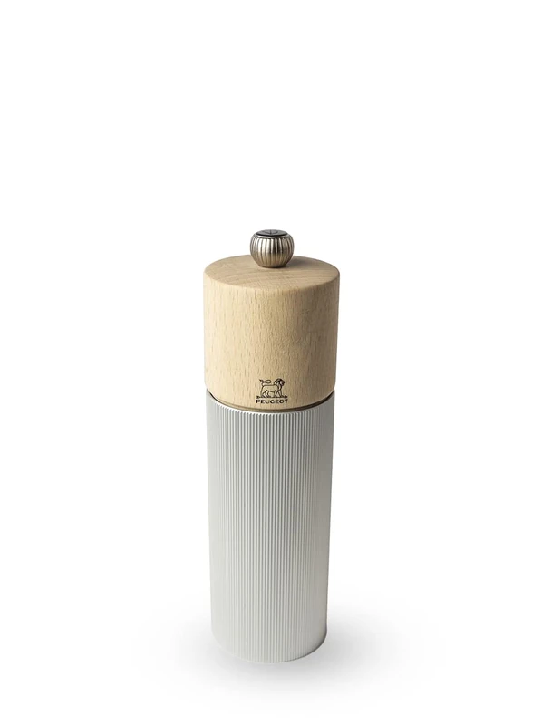 Peugeot Line Pepper Mill - Adjustable Grinding System - Aluminium and Beechwood – Silver & Natural - 18cm