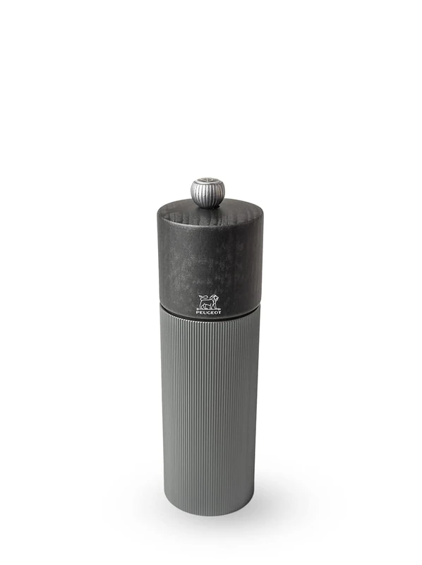 PEUGEOT - Line 18 cm Salt Mill + Included Rock Salt - Classic Adjustment - Aluminum and PEFC Certified Wood - Made in France - Carbon Color