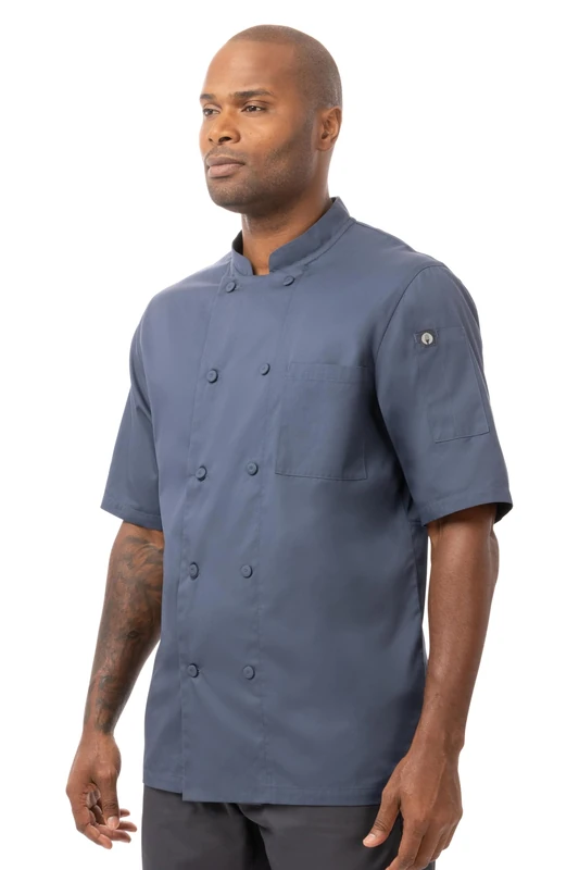 Chef Works Men's Montreal Cool Vent Chef Coat, Blue, XL
