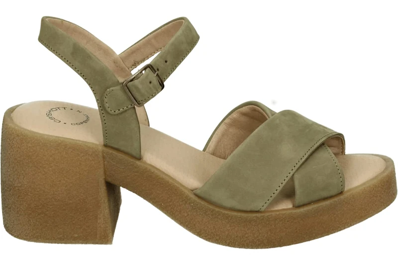 CA'SHOTT A/S Women's Casemily Cross Sandal Nubuck Heeled, Olive, 6 UK