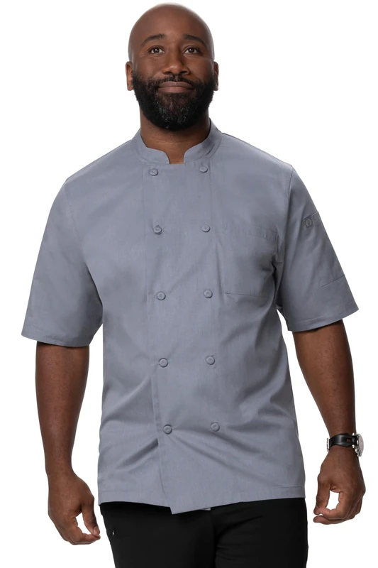 Chef Works Men's Montreal Cool Vent Chef Coat, Grey, L