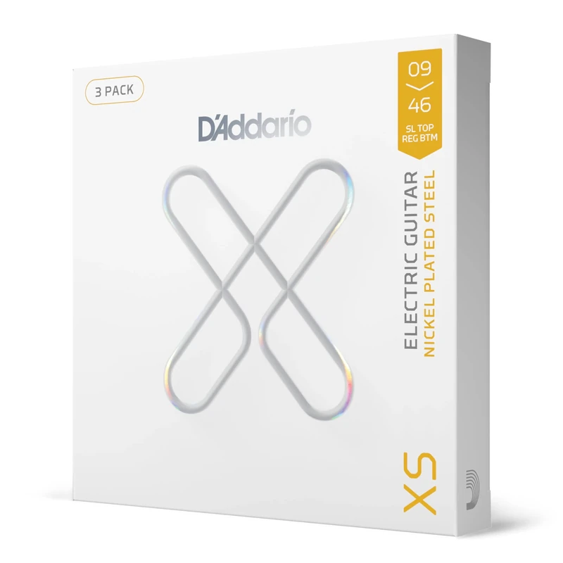 D'Addario Guitar Strings - XS Coated Electric Guitar Strings - Extended Lifespan for 6 String Guitars - XSE0946-3P - Super Light Top/Regular Bottom, 9-46 - 3 Pack