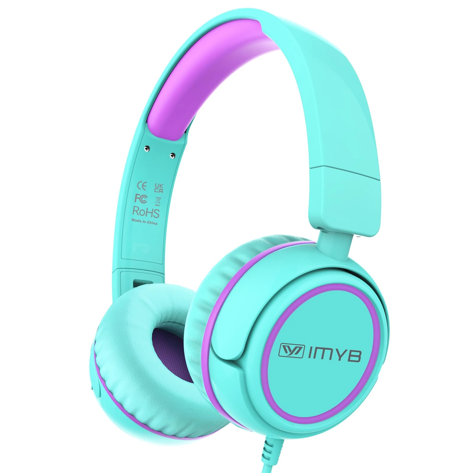 IMYB V1 Kids Headphones, Wired Stereo Foldable Tangle-Free 3.5mm Adjustable On-Ear Headphones for Kids for School/Toddlers/Childrens/Teens/Boys/Girls/Ipad/Tablet/Kindle/Phones/Travel/Plane (Green)