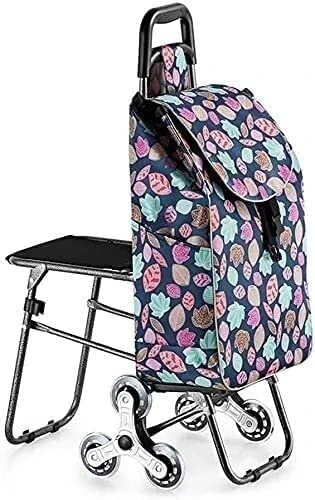 NIUBB Shopping Trolley Shopping Cart Foldable Shopping Trolleys Folding Shopping Cart Stair Climbing Shopping Cart With Stools Stainless Steel Crystal Wheel Strong Load Capacity For Home Trolley
