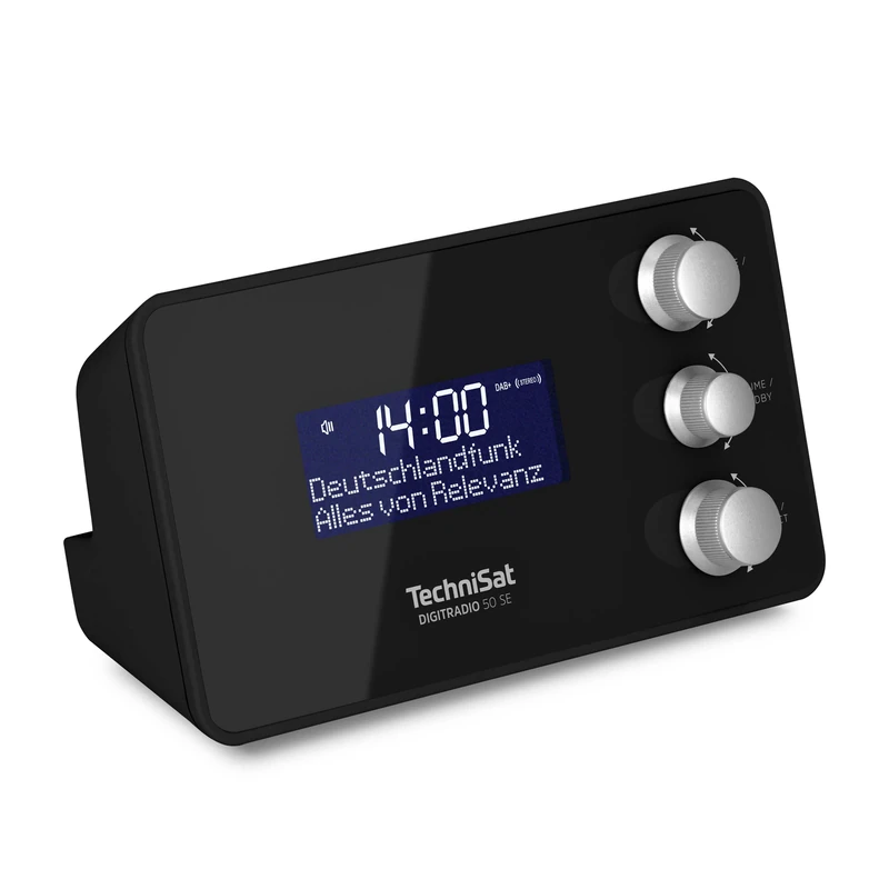 TechniSat DIGITRADIO 50 SE - Alarm Clock Radio (DAB+/FM, Dimmable Screen, Alarm Clock with Two Adjustable Wake-up Hours, Snooze, Sleep Timer, 1.5W, Headphone Jack, USB Charging) Black