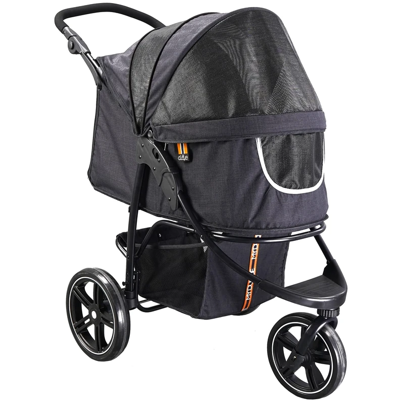 MY DUQUE - Cooper Dog & pet Robust Buggy, pram, Jogger Holds up to 32 kg, Easy fold, Multi-Height Adjustable Soft Touch Handle, Reflective Accents, mesh Inserts, Zippered exits, Storage Basket Below.