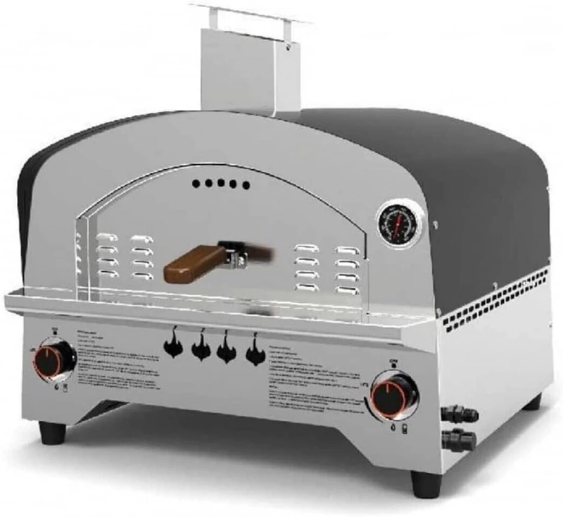 Stainless Steel Gas Pizza Oven Double Burner Speedy500 with Refractory Stone 500 Degree