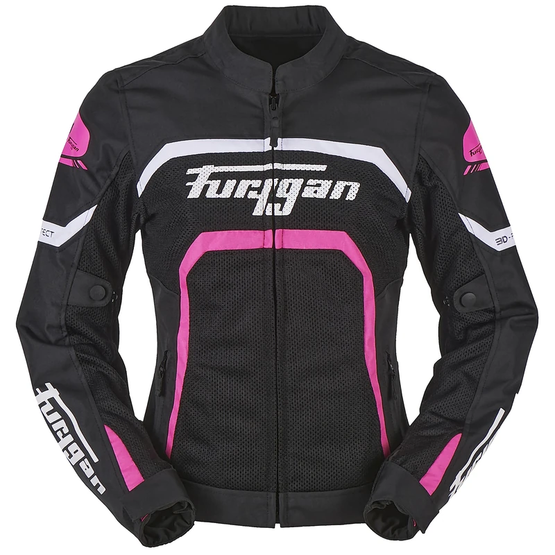 Furygan Womens Mystic Evo Vented Jacket, Black-white-pink, XXL UK
