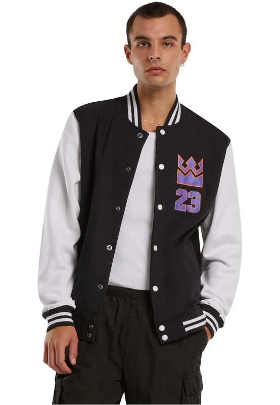 Mister Tee Men's Haile The King College Jacket, Black/white, M