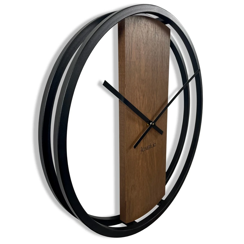 FLEXISTYLE Wall Clock, Metal, Black, 50cm 80cm