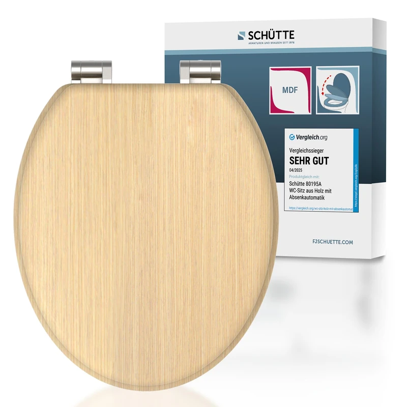 Schütte 80197-A Natural, Wooden core lid with Motif (Maximum Load of The Toilet seat 175 kg), Colourful, Modern
