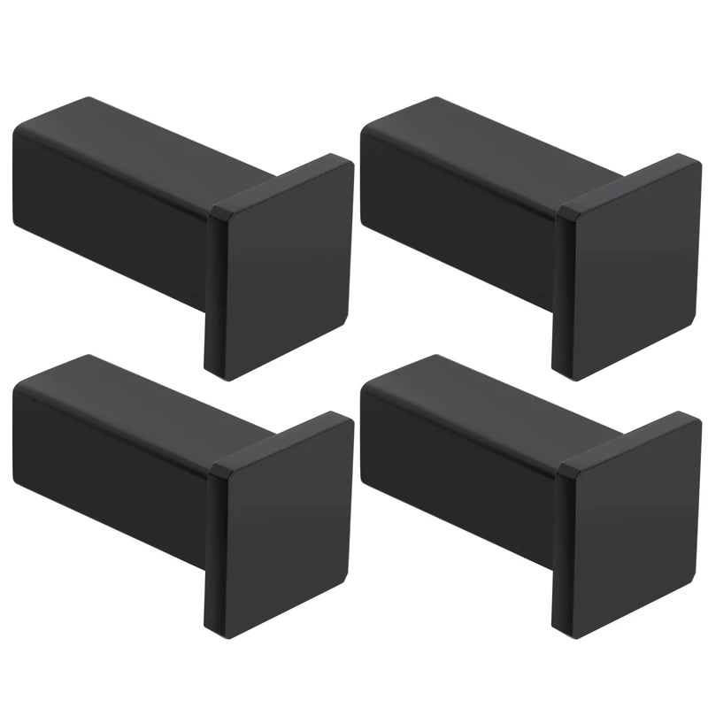 SAYAYO 4PCS Black Coat Hooks Wall Mounted SUS304 Stainless Steel Door Hooks for Hanging Towels Wall Hooks for Bathroom Heavy Duty Square Style, EGOY001F-B-4P