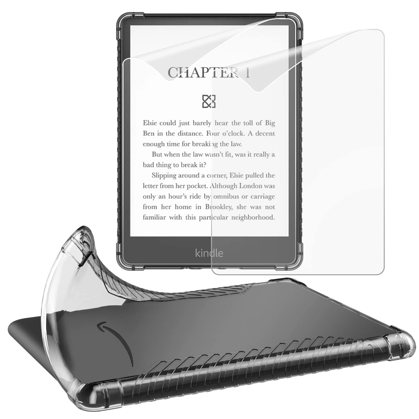 MoKo [2-Pack Screen Protector and Case for 6.8" Kindle Paperwhite (11th Generation-2021) and Kindle Paperwhite Signature Edition, Slim Soft TPU Case with Anti-Glare Premium PET Matte Protective Film