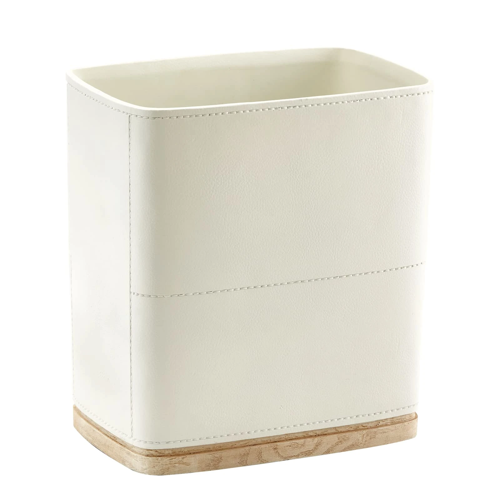 Bathroom Trash Can 1.8 Gallon(7 Liter) Small Kitchen Garbage Can,Decor Wastebasket for Bedroom Office,Resin Hand-Carved Leather Beige